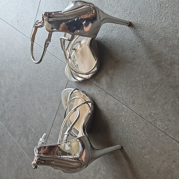 Silver Strappy Sandal Heel - Picture 4 of 5